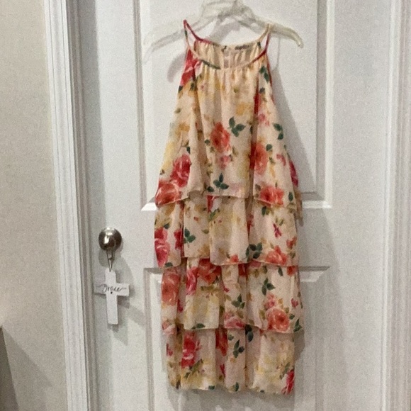 Size 3X Haptics by Holly Harper Plus Peach Floral Dress - Picture 1 of 10